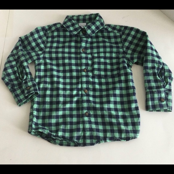Carter’s plaid long sleeves green/black sleeves 2T - Picture 1 of 3